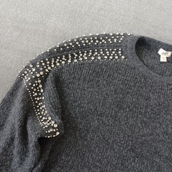 A.N.A. A New Approach Sweater Women XXL Gray Rhinestone Ribbed Knit Casual - Picture 8 of 9